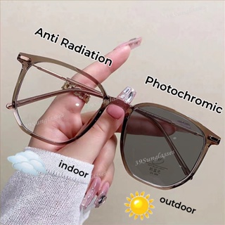 2in1 โฟโตโครมิก ป้องกันรังสี ย้อนยุค แว่นตากันแดด สําหรับผู้ชาย ผู้หญิง ป้องกันแสงสีฟ้า สี่เหลี่ยม แว่นตาวินเทจ ป้องกันรังสียูวี แว่นตากันแดด สําหรับผู้หญิง เปลี่ยนสี แว่นตา