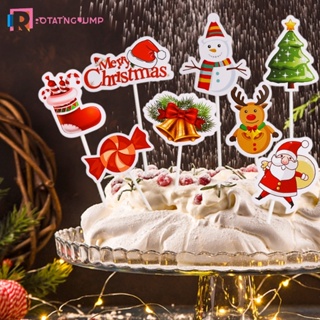 ท็อปเปอร์คัพเค้ก Merry Xmas 24 ชิ้น / การ์ตูนต้นคริสต์มาส ซานต้า สโนว์แมน แทรก สําหรับตกแต่งเค้ก ขนมหวาน ปาร์ตี้