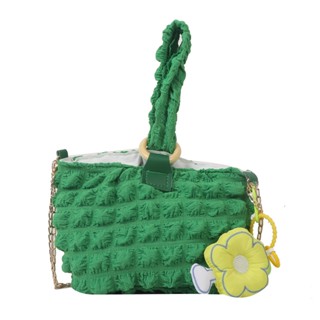 กระเป๋าผู้หญิงแบบ cross-body ลําลองแฟชั่นเรียบง่ายน่ารักจีบกระเป๋าเมฆ