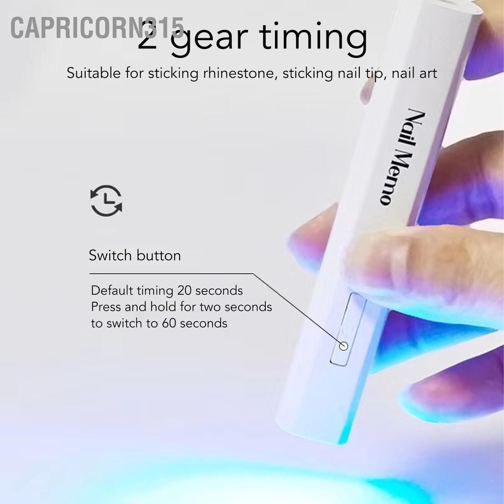 capricorn315-แบบพกพามินิยูวี-led-เล็บโคมไฟมืออาชีพบ้านมือถือปากการูปร่างเล็บเครื่องเป่า-3w-บ่มโคมไฟสีขาว