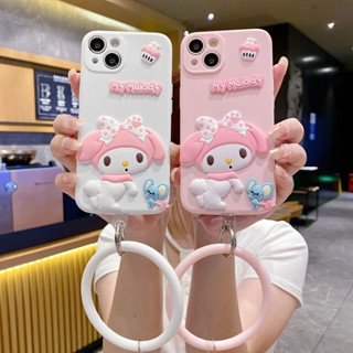 Compatible For Samsung Galaxy A14 A34 A54 A23 A03S A02S A12 M12 A22 M32 M22 A21S A02 M02 A32 A72 A52S A11 M11 A31 A71 A51 A70 A10S A20S A30S A50S A10 M10 A20 A30 A50 A7 2018 เคสโทรศัพท์มือถือ ซิลิโคน ลายเมโลดี้ สีชมพู พร้อมสร้อยข้อมือ สําหรับ