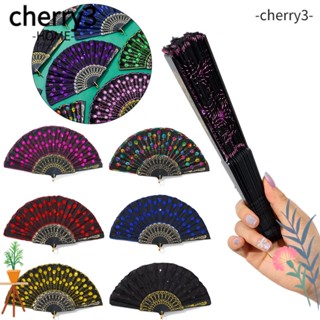 Cherry3 พัดมือ พิมพ์ลาย สไตล์จีน แบบพกพา