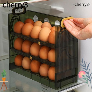 Cherry3 ถาดวางไข่พลาสติก ด้านข้างประตูตู้เย็น ชั้นเก็บของในครัว กล่องเก็บไข่