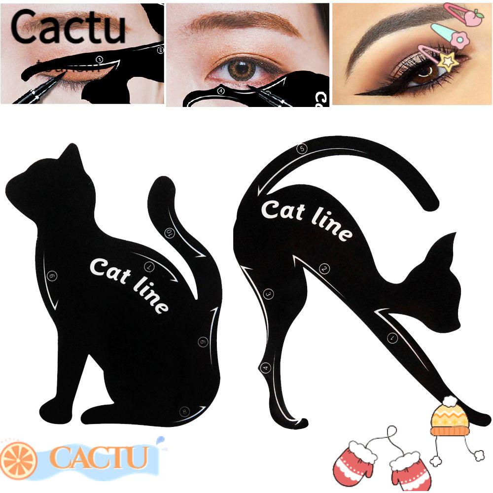 cactu-แผ่นแม่แบบฉลุลาย-รูปตาแมว-สําหรับเขียนอายไลเนอร์-สโมคกี้-1-คู่