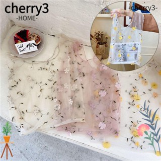 Cherry3 กระเป๋าถือ กระเป๋าช้อปปิ้ง ปักลายดอกไม้ เป็นมิตรกับสิ่งแวดล้อม