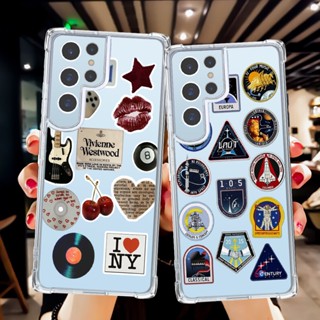 เคสโทรศัพท์ ซิลิโคนนิ่ม ใส กันกระแทก ลายฉลากแฟชั่น สําหรับ Samsung S23 Ultra S22 Plus S21 A54 5G A53 A34 A33 S20 FE A14 A13