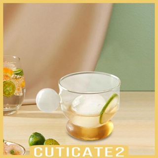 [Cuticate2] แก้วกาแฟร้อน เย็น พร้อมที่จับลูกบอลใส สําหรับนม กาแฟ น้ําแข็ง
