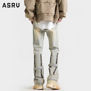 ASRV กางเกงยีนส์แฟชั่นอินเทรนด์สไตล์ญี่ปุ่นสไตล์เรียบง่ายของผู้ชายอารมณ์ขี้เกียจเหมาะกับวัยรุ่นสไตล์ใหม่