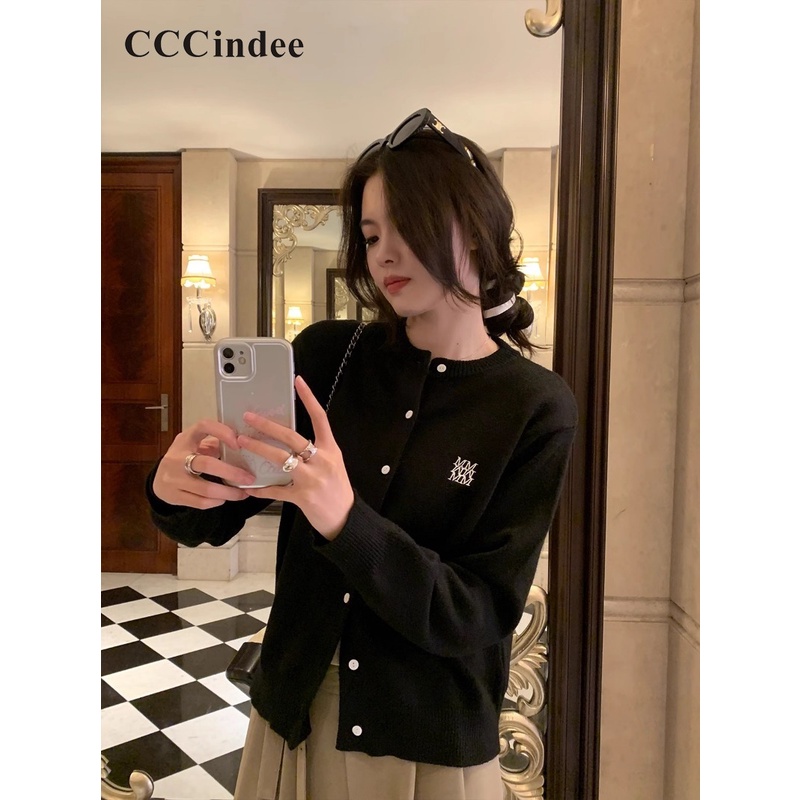 cccindee-เสื้อคาร์ดิแกนแขนยาว-คอกลม-ทรงหลวม-แต่งกระดุม-สีพื้น-แฟชั่นสําหรับสตรี-2023