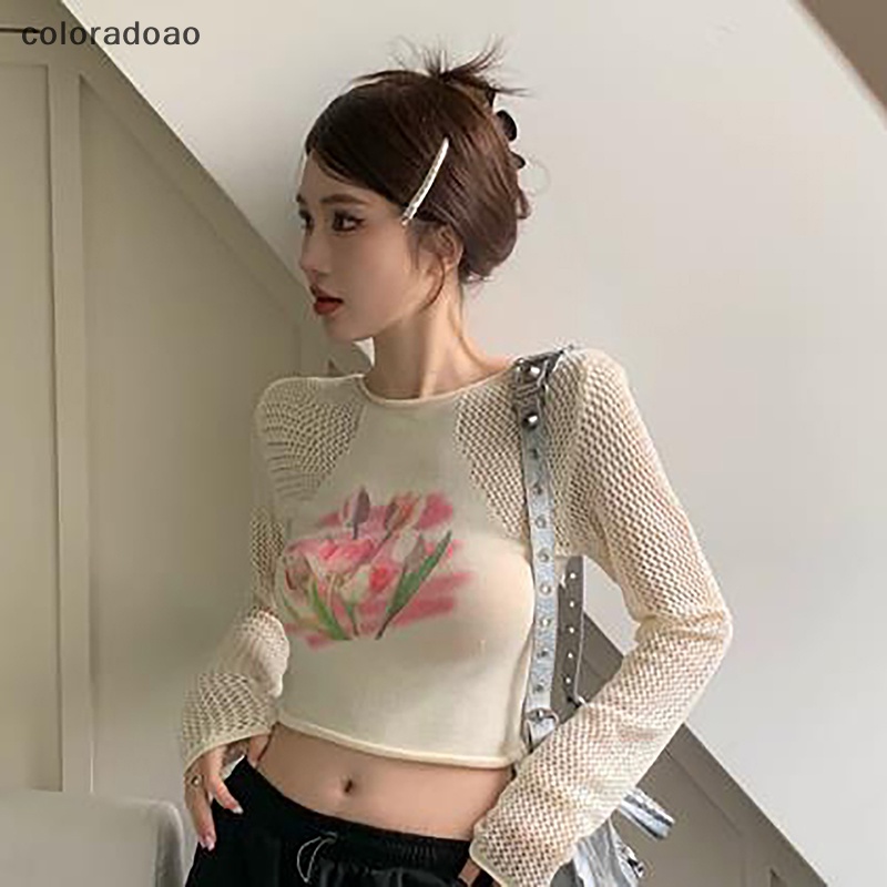 crd-เสื้อครอปท็อปแขนยาว-คอกลม-ผ้าถัก-ลายดอกไม้-สไตล์เรโทร-แฟชั่นฤดูร้อน-สําหรับผู้หญิง-zxh