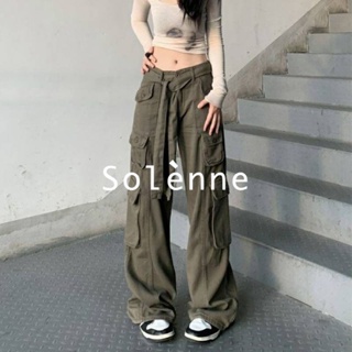 Solenne กางเกงขายาว คาร์โก้ กางเกง ย้อนยุค 2023 NEW 081116