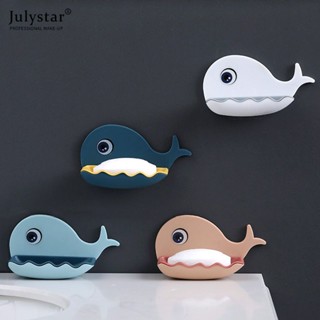 JULYSTAR ชั้นวางสบู่รูปปลาวาฬไร้หมัดในห้องน้ำกล่องใส่สบู่ในห้องน้ำชั้นวางสบู่ในห้องน้ำชั้นเก็บของติดผนัง