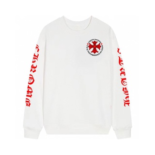 CHWQ Chrome Hearts 2023 autumn and winter new black and red with printed sleeves red logo printed collar chain bottom T men and womens same style