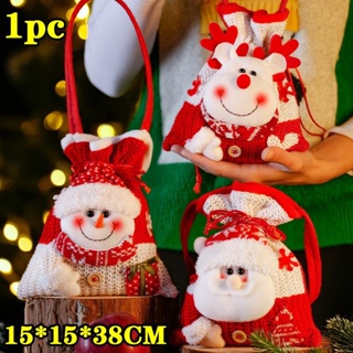ถุงของขวัญ ถุงขนมถัก ลายการ์ตูนคริสต์มาส Snowman Elk สําหรับเด็ก