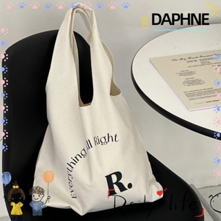 Daphne กระเป๋าช้อปปิ้ง ผ้าแคนวาส พับได้ ใช้ซ้ําได้ จุของได้เยอะ สีพื้น สําหรับผู้หญิง