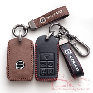 Genuine Leather Car Key Case Hand rope Boutique Metal Keychain for Volvo