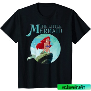 เสื้อยืดแขนสั้นราคาระเบิดเสื้อยืด พิมพ์ลายกราฟิก Disney Little Mermaid Ariel Splash RockS-5XL