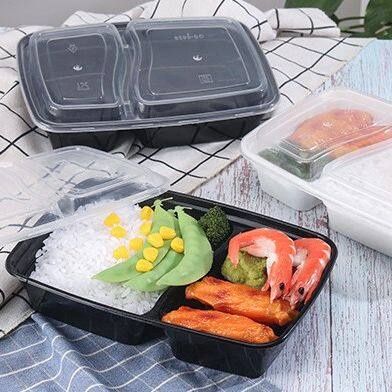 กล่องใส่ข้าว-กล่องใส่อาหาร-กล่องข้าวพลาสติก-เข้าไมโครเวฟได้-ใช้แล้วทิ้ง-แพค-50-ใบ