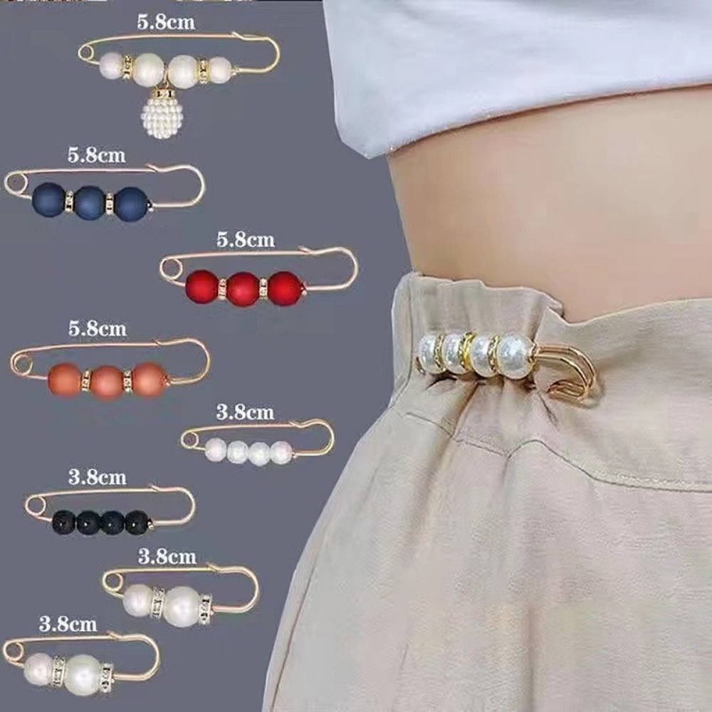 ภาพสินค้าA HELLO GIRL Waist Pin Women's Trousers Pin Buckle Big Change Small Anti-failure Word Pin Pearl Brooch Collar Pin Adjustment Clothes จากร้าน elegant.th บน Shopee ภาพที่ 2