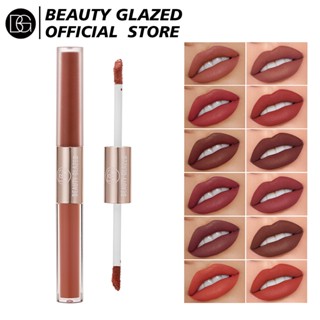 Beauty GLAZED 2-in-1 ลิปสติก ลิปกลอส เนื้อแมตต์ กํามะหยี่ น้ําหนักเบา