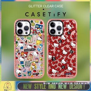 【Glitter Shiny】เคสโทรศัพท์มือถืออะคริลิคแข็ง แบบใส กันกระแทก ลาย Hello Kitty น่ารัก สําหรับ iPhone14 13 12 11 Pro Max