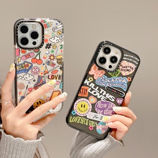 Casetify เคสโทรศัพท์มือถือ ลายหน้ายิ้ม สีชมพู สําหรับ iPhone 14 13 12 11 Pro Max