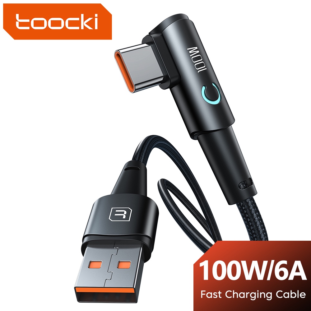 Toocki สายชาร์จ USB Type C PD100W 60W Type C เป็น Type C LED 90 องศา ...