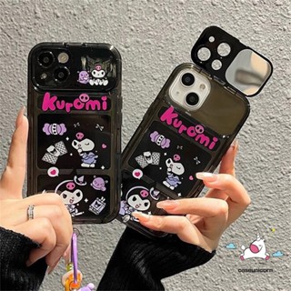 เคสโทรศัพท์มือถือนิ่ม ลายการ์ตูนคุโรมิน่ารัก 3D พร้อมกระจกแต่งหน้า และสายคล้องข้อมือ สําหรับ Oppo A5s A57 A15 A5 A9 A12 A7 A3s A53 A31 A33 2020 A12E A77 A77s A11 A35 A15s A11K