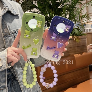 Phone Case เคส Honor X9a X9 5G Honor70 Huawei Nova10 10 Pro Nova9 9SE Y90 Mate 50 Pro Personalized Green Cute Bear Doll Big Wave Casing Trendy Anti-drop Soft Cover with Beads Bracelet เคสโทรศัพท