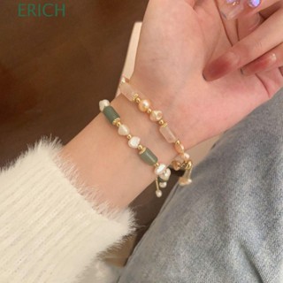 Erich สร้อยข้อมือหยก ประดับไข่มุก หรูหรา สไตล์เกาหลี วินเทจ เครื่องประดับแฟชั่น สําหรับผู้หญิง