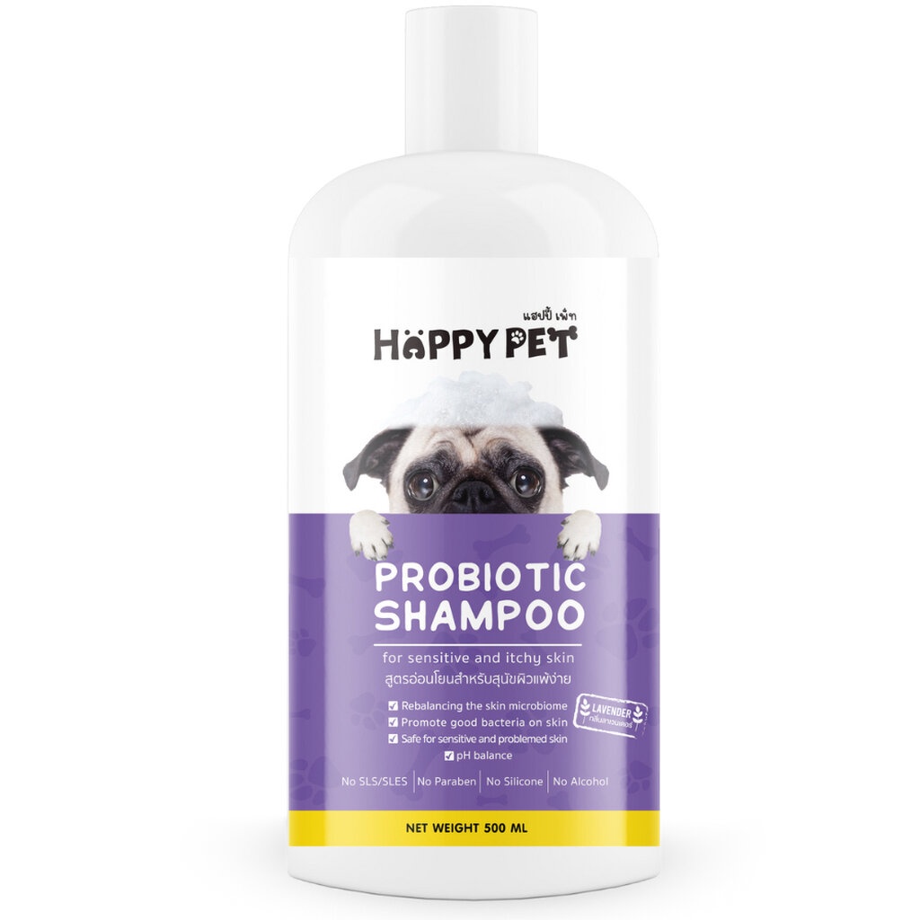 Happy Pet Probiotic Shampoo 500ml แชมพูสุนัข แชมพูแมว สูตรอ่อนโยน ลด