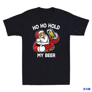 TOP CT เสื้อยืดสําหรับผู้ชาย∈♛▼ผู้ชายที่ขายดีที่สุด Tshirt Ho Ho ถือเสื้อเบียร์ของฉันซานตาคริสต์มาสตลก Y*j
