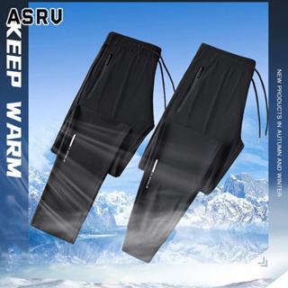 ASRV กางเกงผ้าไหมน้ำแข็งผู้ชายบางเฉียบยืดหยุ่นสูงกีฬาลำลองผ้าไหมแห้งเร็วสเก็ตน้ำแข็งเย็นตรงกางเกงขนาดใหญ่