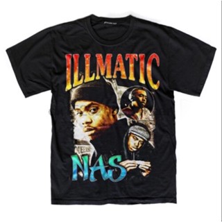 มีความสุข เสื้อยืดคอกลม แขนสั้น พิมพ์ลาย Nas Illmatic Rapper สไตล์ฮิปฮอป เหมาะกับของขวัญ สําหรับผู้ชาย