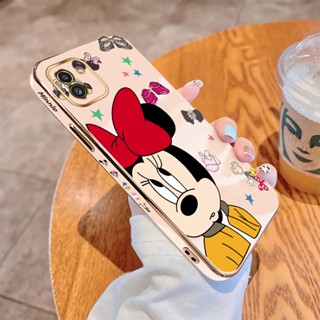 สําหรับ Samsung Galaxy A03 Core A03S A13 A23 A33 A53 A73 4G 5G ของแท้ เคสโทรศัพท์มือถือแบบนิ่ม ขอบสี่เหลี่ยม ลายมินนี่เมาส์ สวยงาม หรูหรา