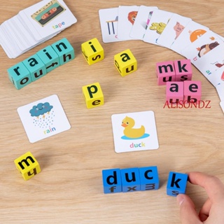 Alisondz ตัวอักษร เกมสะกดคํา บล็อกตัวต่อ ของขวัญเด็ก วรรณกรรม แฟลชการ์ด ตัวอักษร การเรียนรู้ แฟลชการ์ด จับคู่เกม การ์ดการเรียนรู้เด็ก การ์ดคําภาษาอังกฤษ