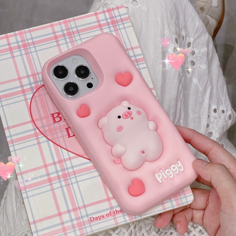 เคสโทรศัพท์มือถือ-ซิลิโคนนิ่ม-กันกระแทก-ลายหมูน่ารัก-3d-สําหรับ-iphone-14-13-12-pro-max-11