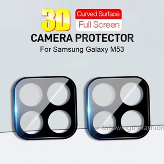 3 in 1 ฟิล์มกระจกนิรภัยกันรอยเลนส์กล้อง HD 3D สีดํา สําหรับ Samsung Galaxy M53 M23 M52 M33 A13 A23 A33 A53 A73 A12 A42 A22 4G 5G