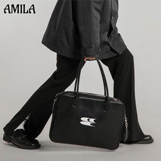 AMILA กระเป๋าแฟชั่นแนววินเทจ พื้นผิวขั้นสูง ความจุสูง กระเป๋าแล็ปท็อปขนาด 16 นิ้ว แมตช์แบบสบาย ๆ