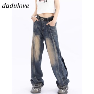 DaDulove💕 New American Ins High Street Washed Jeans Niche High Waist Stitching Wide Leg Pants Trousers