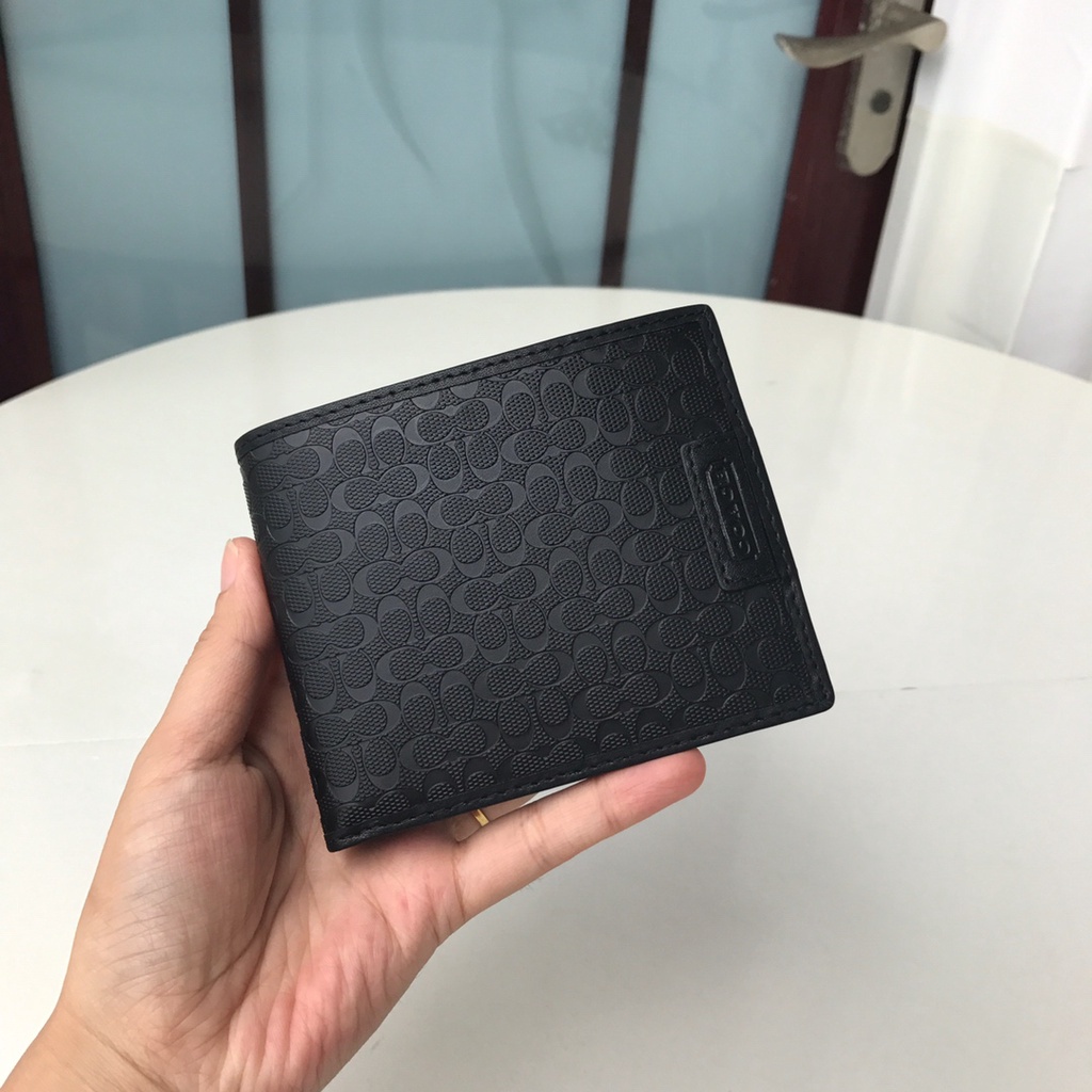 embossed-signature-wallet-f74547-f73117-c4768-แท้-coac-h-กระเป๋าสตางค์ใบสั้นผู้ชาย