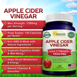 Apple Cider Vinegar Supplement อาหารเสริม เพื่อสุขภาพ ลดน้ําหนัก อาหาร ย่อยอาหาร ดีท็อกซ์ ภูมิคุ้มกัน ทําความสะอาด มีประสิทธิภาพ และระงับความอยากอาหาร ไม่ใช่จีเอ็มโอ