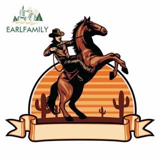 Earlfamily สติกเกอร์ไวนิล กันน้ํา ลายม้าคาวบอย 13 ซม. x 11.1 ซม. สําหรับติดตกแต่งรถยนต์