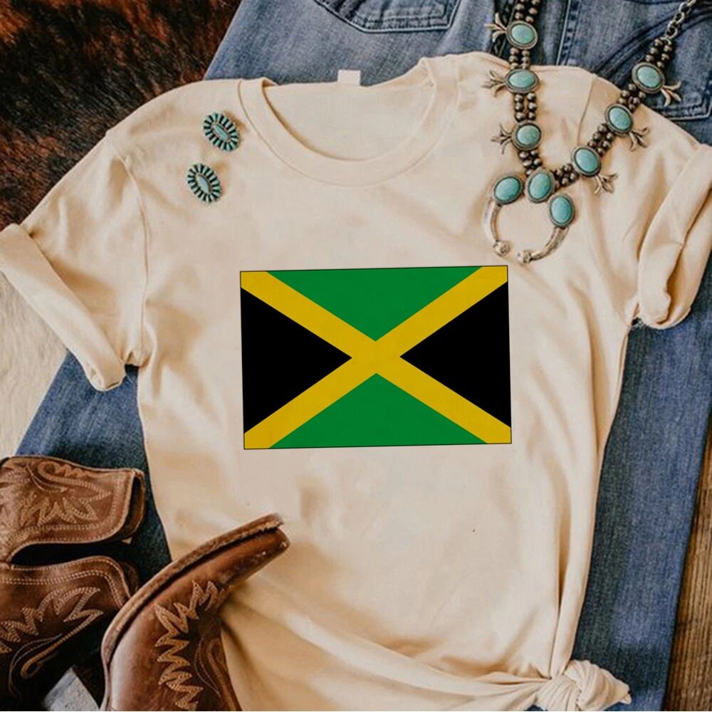 เสื้อยืด-พิมพ์ลายกราฟฟิค-jamaica-สไตล์สตรีท-สําหรับผู้หญิง
