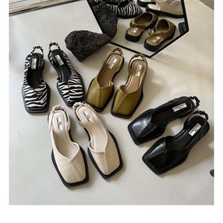 Baotou Sandals,ฝรั่งเศสวินเทจแบนสี่เหลี่ยมหัวเดียวรองเท้า,รองเท้าแตะเฉพาะกลุ่ม SH31106