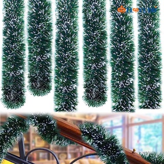 พวงหรีดแขวนตกแต่งเพดาน ต้นคริสต์มาส สีขาว สีเขียวเข้ม ยาว 2 เมตร
