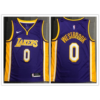 ฮอตและหลากหลาย nba Los Angeles Lakers No. เสื้อกีฬาบาสเก็ตบอล คอวี สีม่วง 0 Westbrook 348600