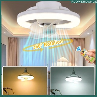 2 in 1 Led พัดลมเพดานสามสีพร้อมรีโมทคอนโทรล พัดลมเพดานเงียบพร้อมไฟสำหรับห้องนอน ดอกไม้