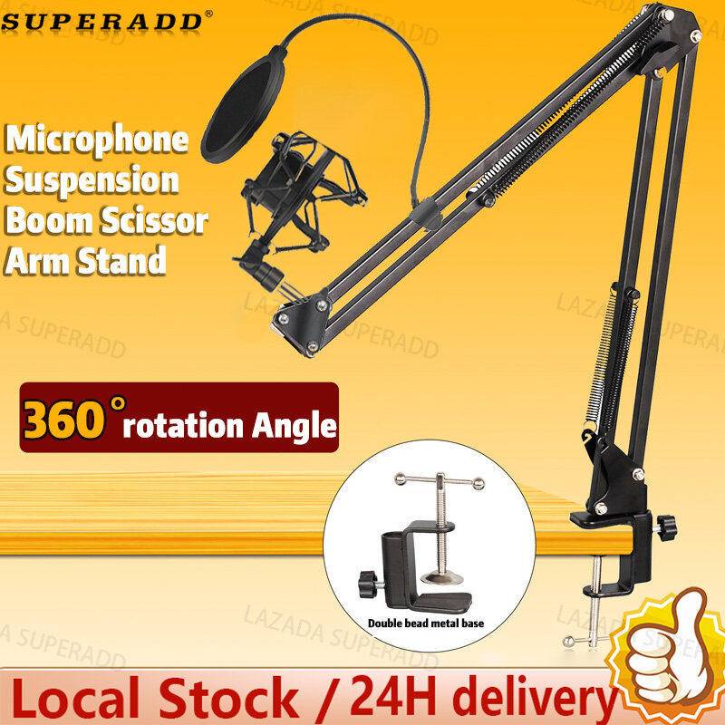 SUPERADD 360° Mic Holder Extendable Table Clamp Microphone Arm Stand for Live Stream Recording