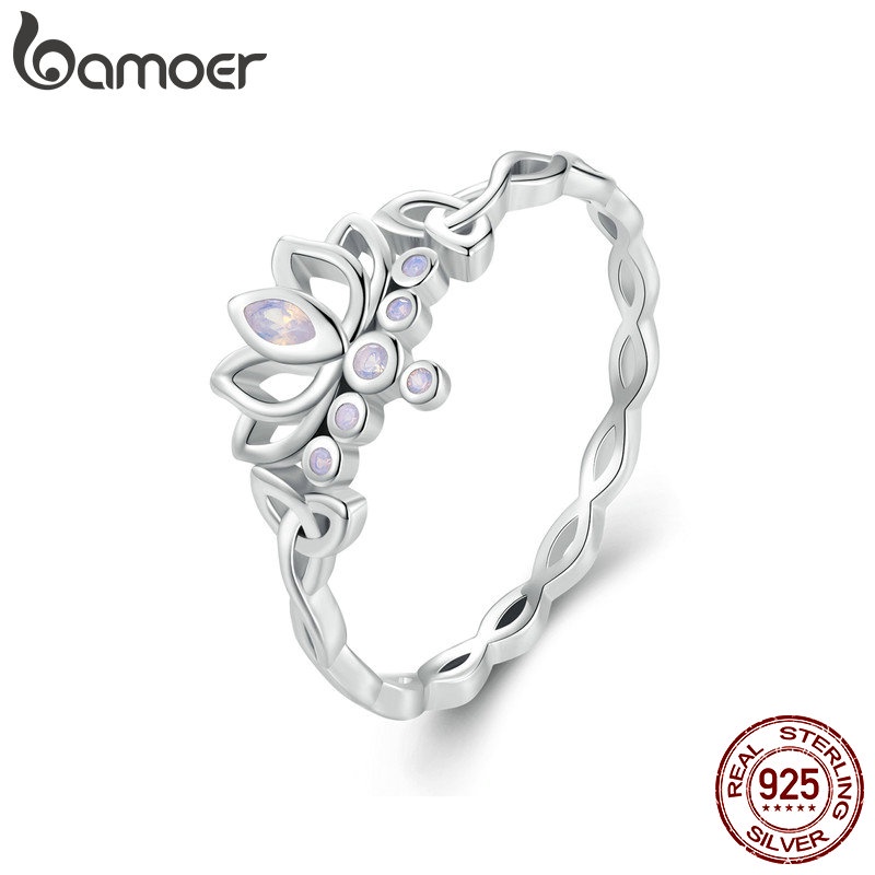 bamoer-แหวนเงินแท้-925-รูปดอกบัว-เครื่องประดับแฟชั่น-สําหรับผู้หญิง
